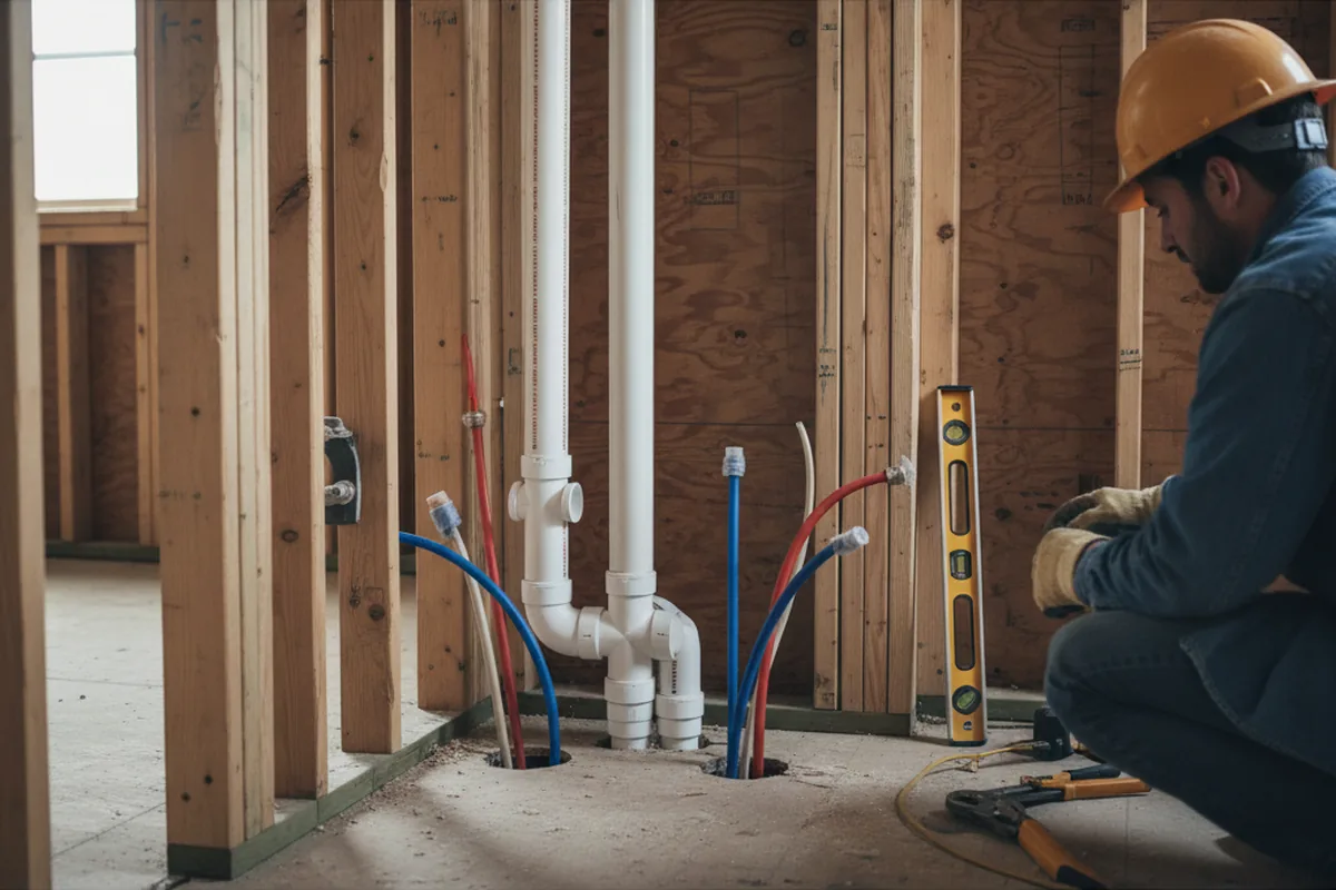 Drain and supply rough-in during Garbage Disposal Repair in Archie